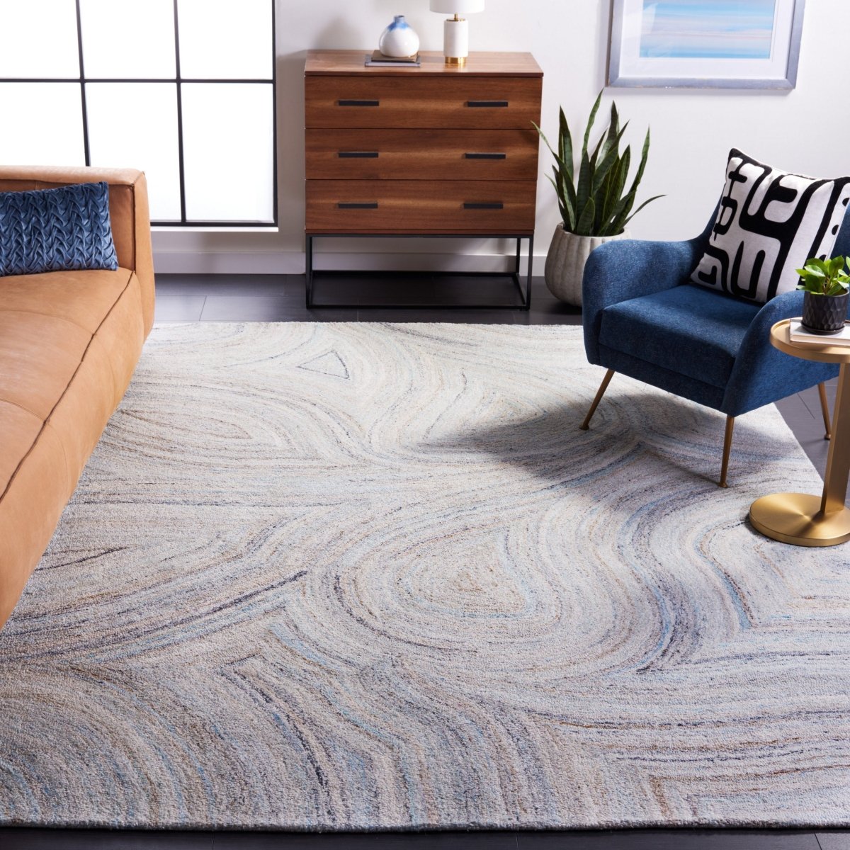 Safavieh Abstract Abt147M Beige/Blue Rug.