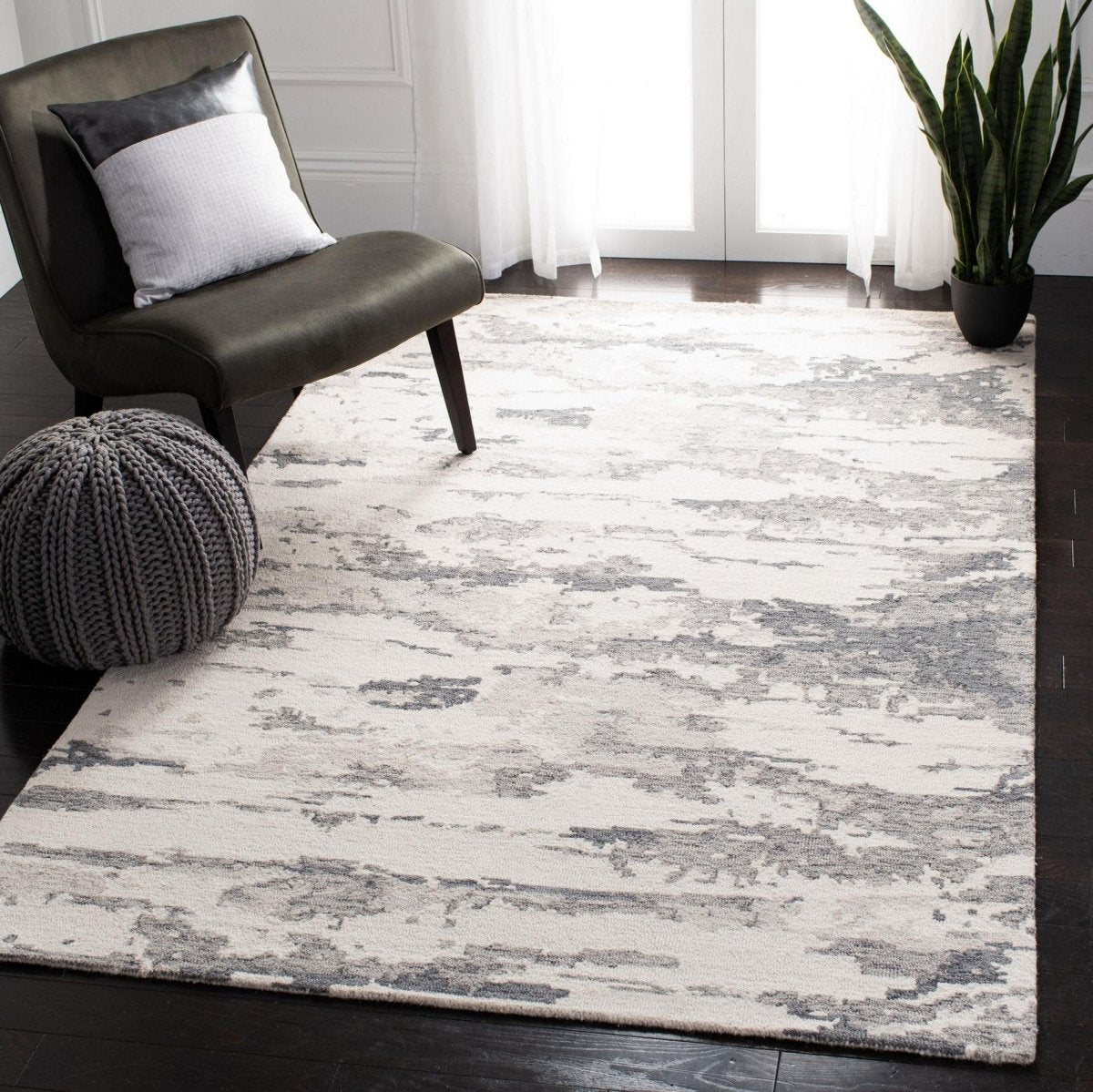 Safavieh Abstract Abt465H Charcoal/Ivory Rug.