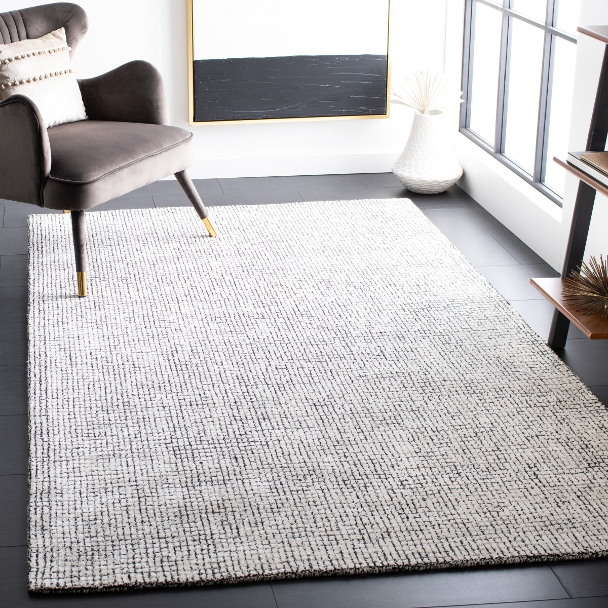 Safavieh Abstract Abt470Z Ivory/Black Rug.