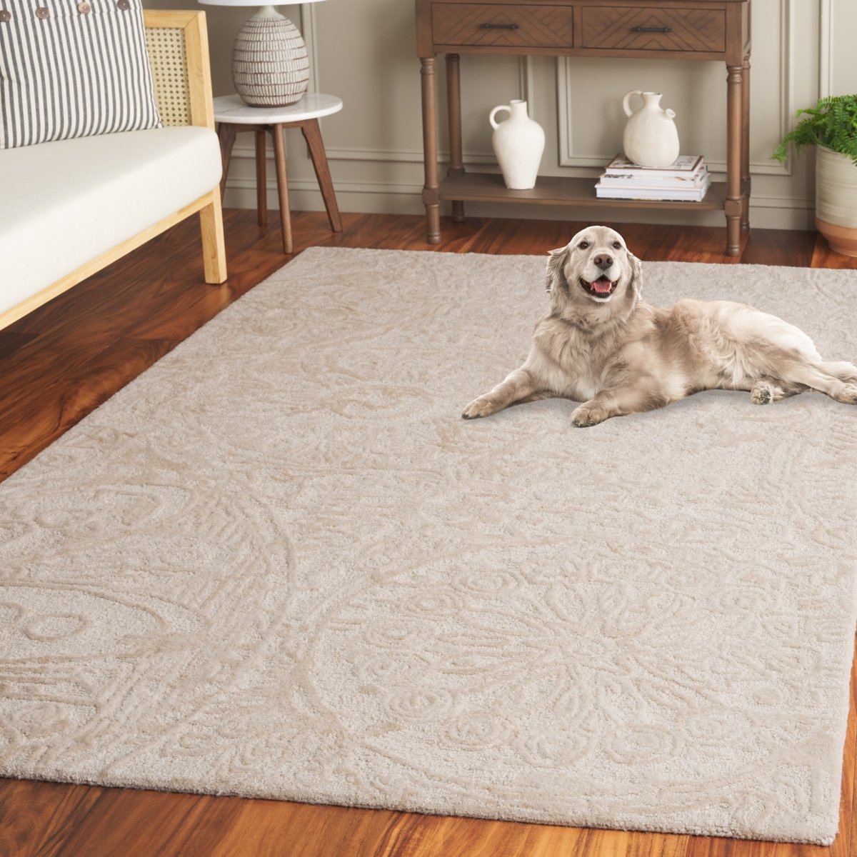 Safavieh Abstract Abt612B Beige/Ivory Rug.