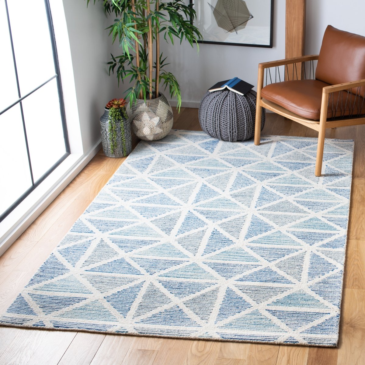 Safavieh Abstract Abt655A Ivory/Blue Rugs.