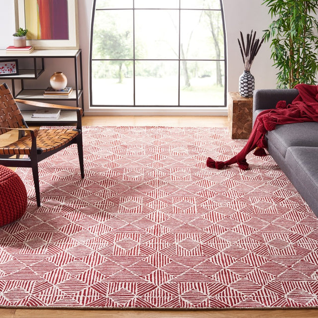 Safavieh Abstract Abt763Q Red/Ivory Rug.