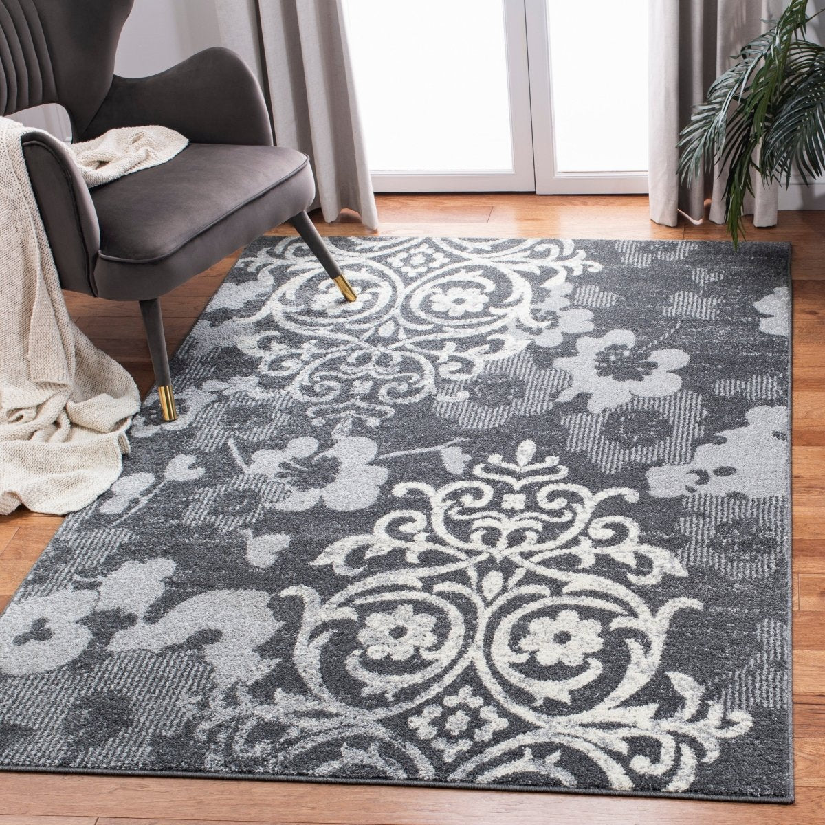 Safavieh Adirondack Adr114H Charcoal/Ivory Rug.