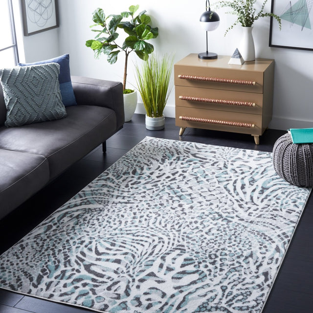 Safavieh Amsterdam Ams187K Ivory/Teal Rug.