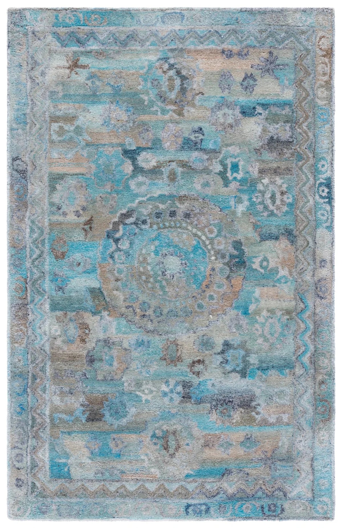 Safavieh Anatolia 4'-0" x 6'-0" Rug in Light Blue / Brown
