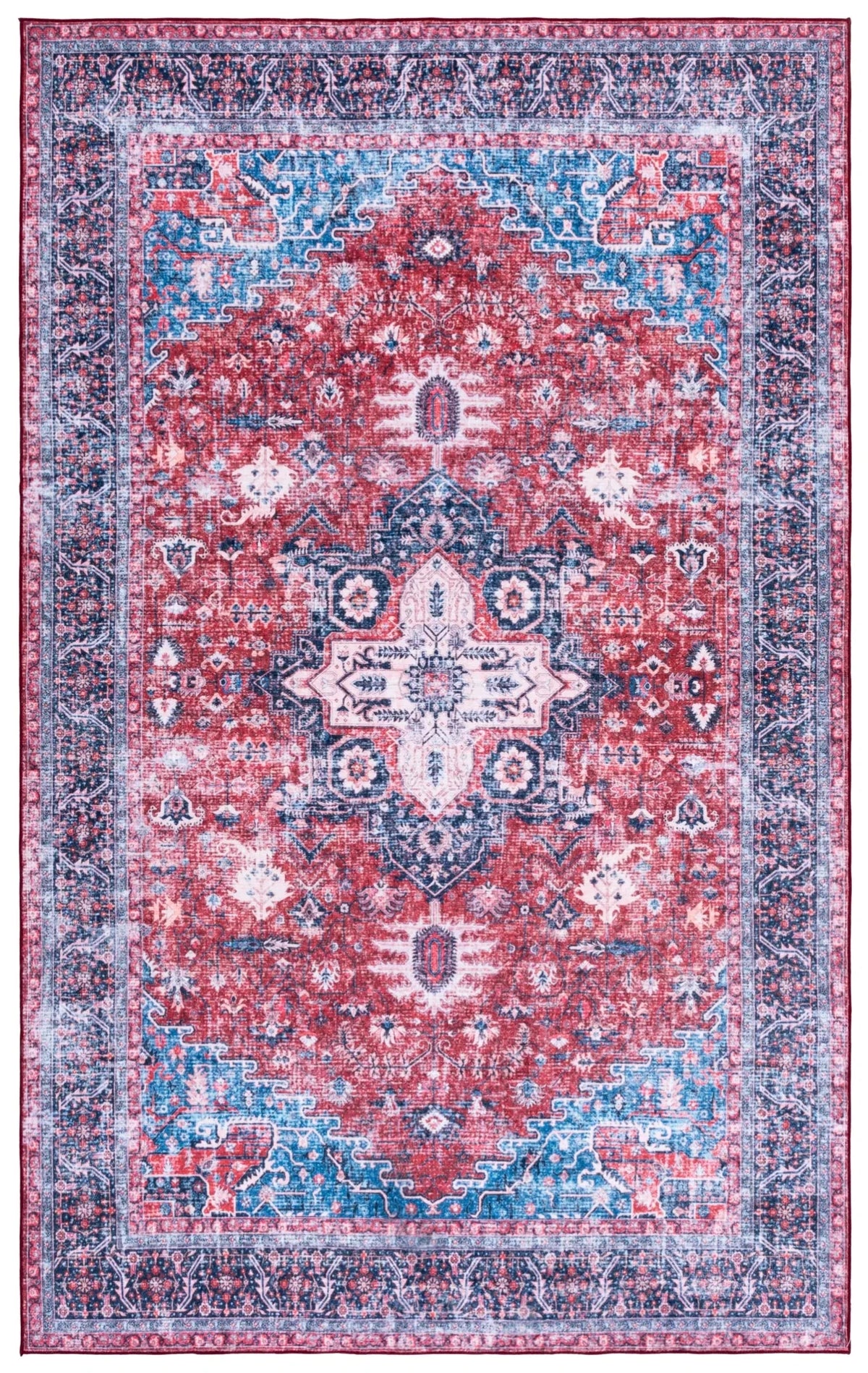 Safavieh Arizona 4'-0" x 6'-0" Rug in Red / Navy