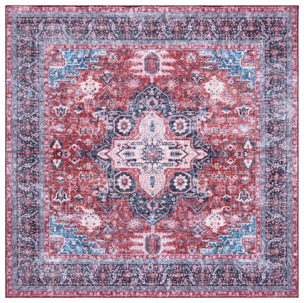 Safavieh Arizona 6'-0" x 6'-0" Rug in Red / Navy