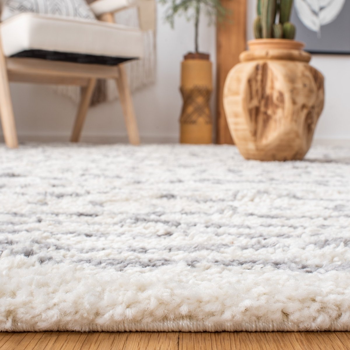 Safavieh Arizona Shag Asg741F Ivory/Grey Rug.