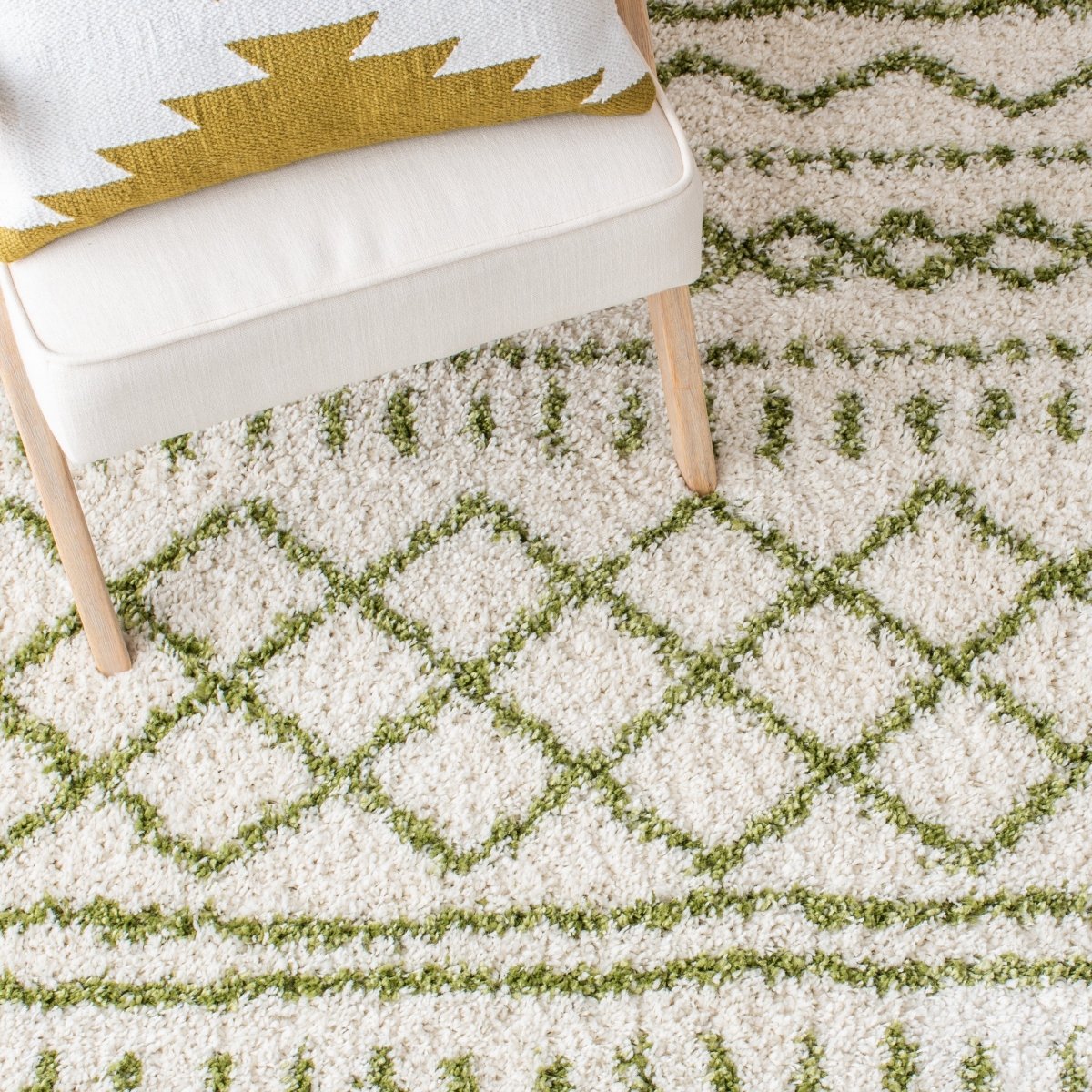 Safavieh Arizona Shag Asg741Y Ivory/Green Rugs.