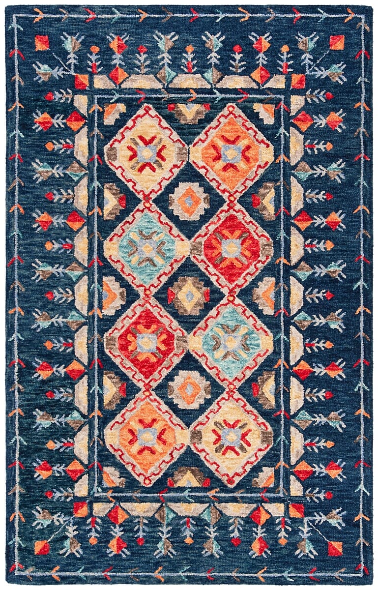 Safavieh Aspen Apn515N Navy / Orange Rugs.