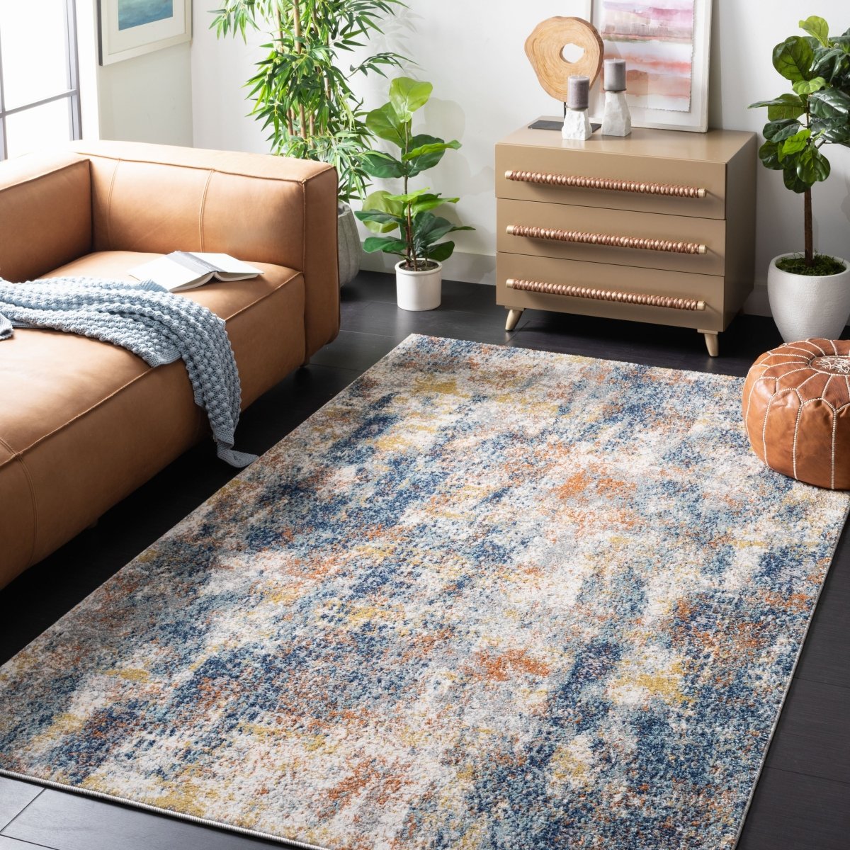 Safavieh Aston Asn704M Navy/Gold Rugs.