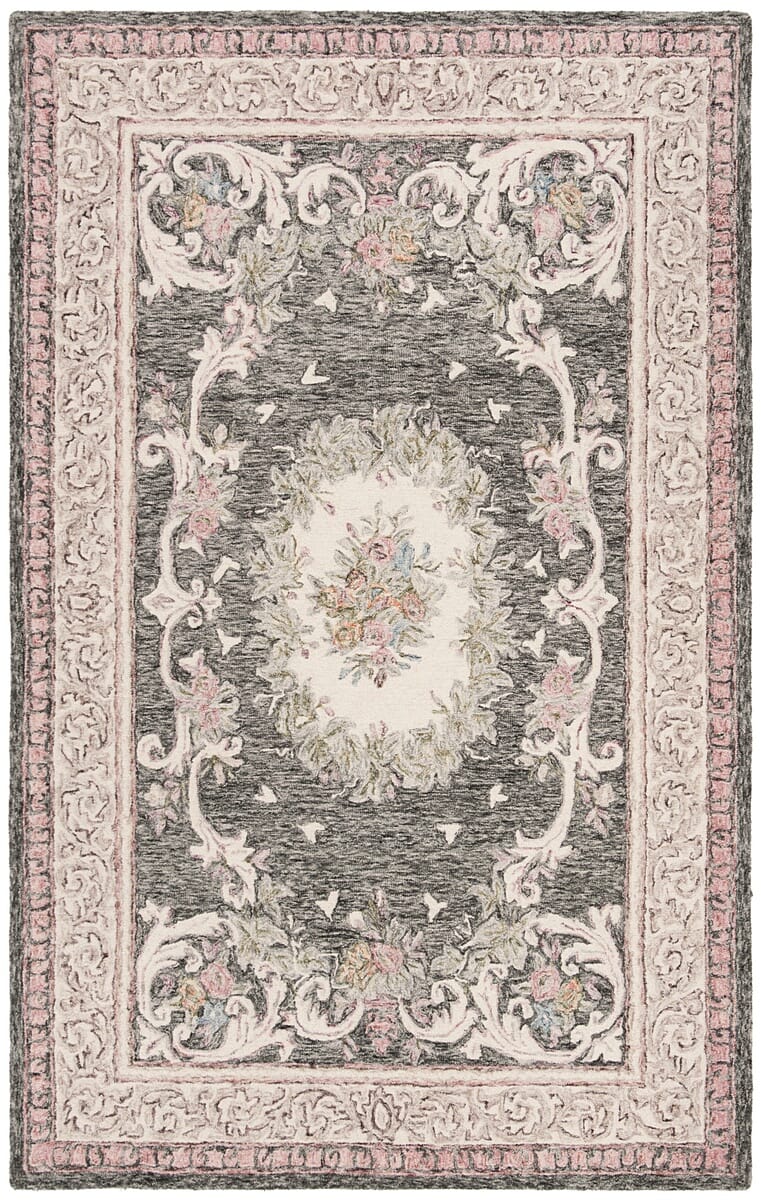 Safavieh Aubusson Aub105H Ivory / Charcoal Rugs.