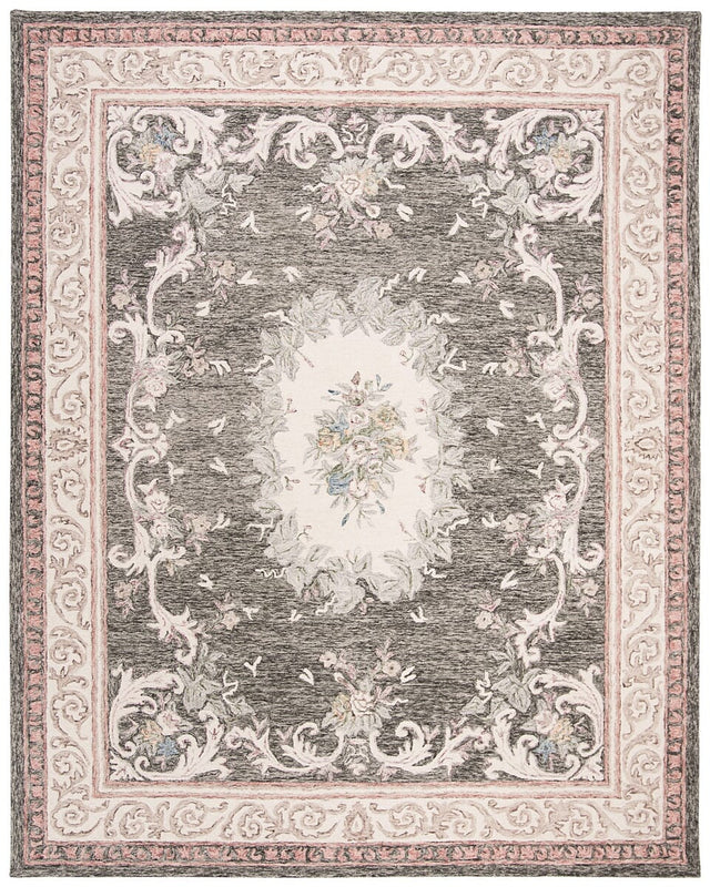 Safavieh Aubusson Aub105H Ivory / Charcoal Rugs.