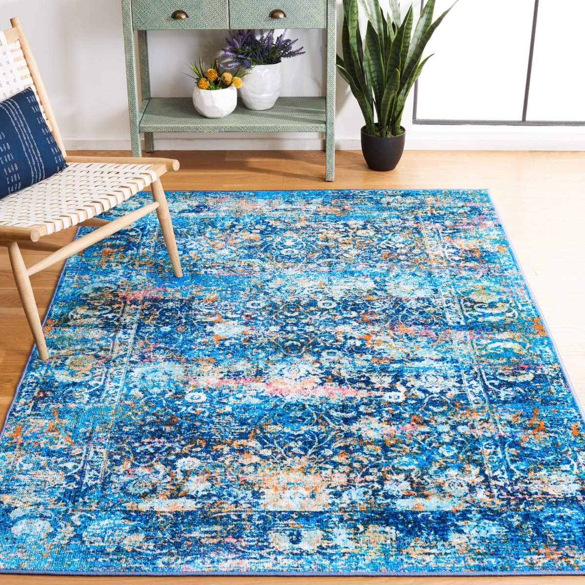 Safavieh Bahia Bah168M Blue/Gold Rug.