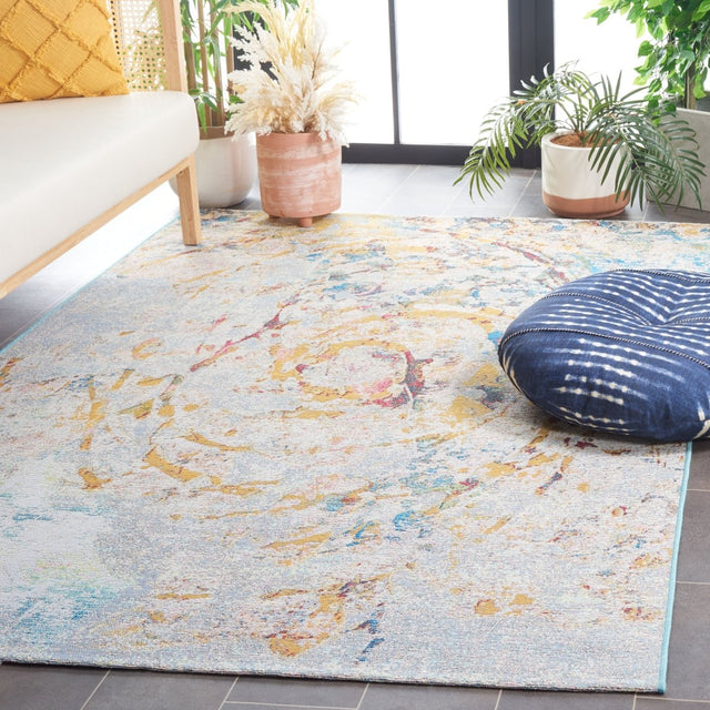 Safavieh Barbados Bar538J Light Blue/Yellow Rust Rug.