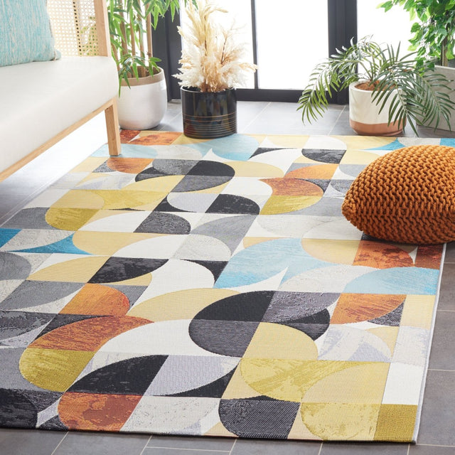 Safavieh Barbados Bar539A Ivory Black/Blue Rust Rug.