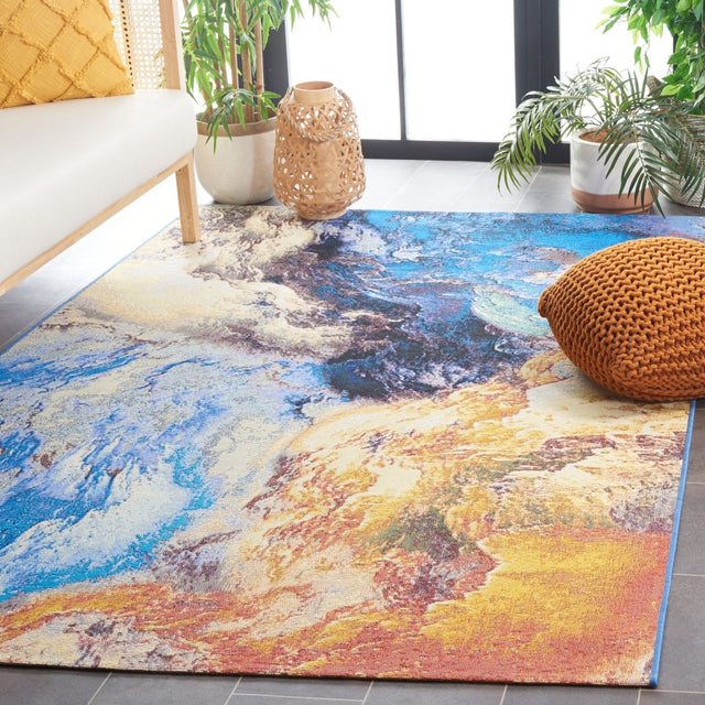 Safavieh Barbados Bar540M Blue/Rust Gold Rug.