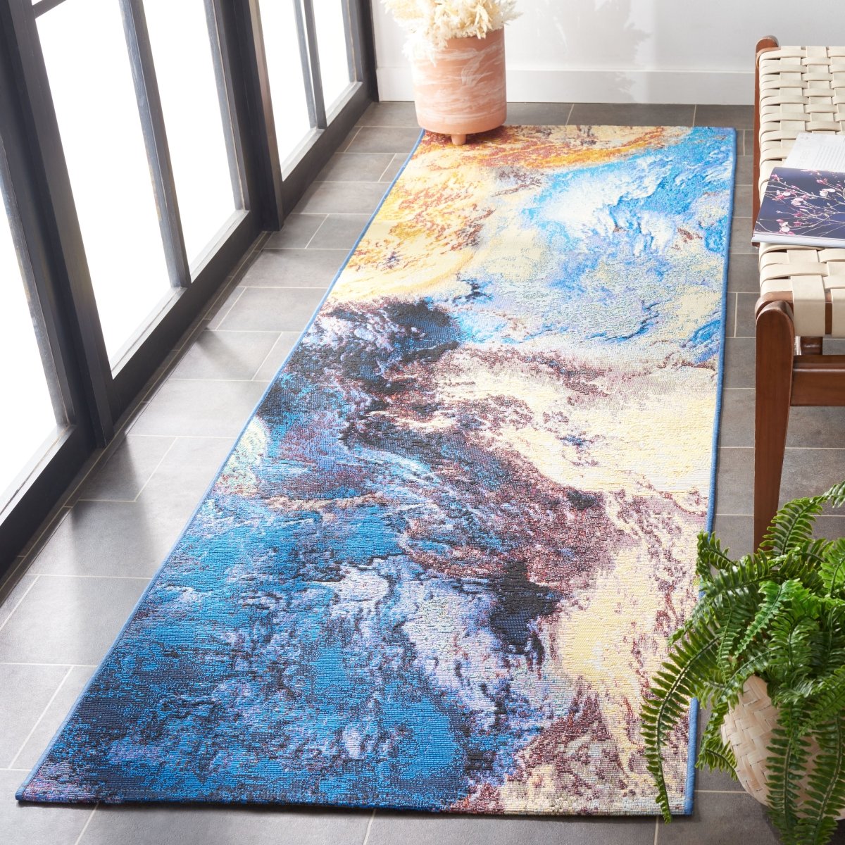 Safavieh Barbados Bar540M Blue/Rust Gold Rug.