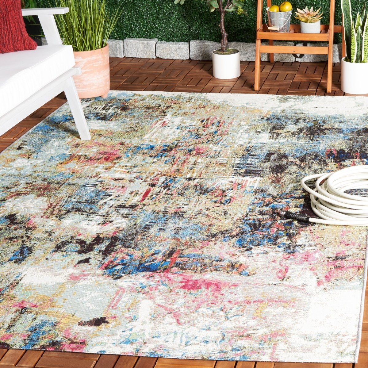 Safavieh Barbados Bar544Y Green Ivory/Black Rust Rug.