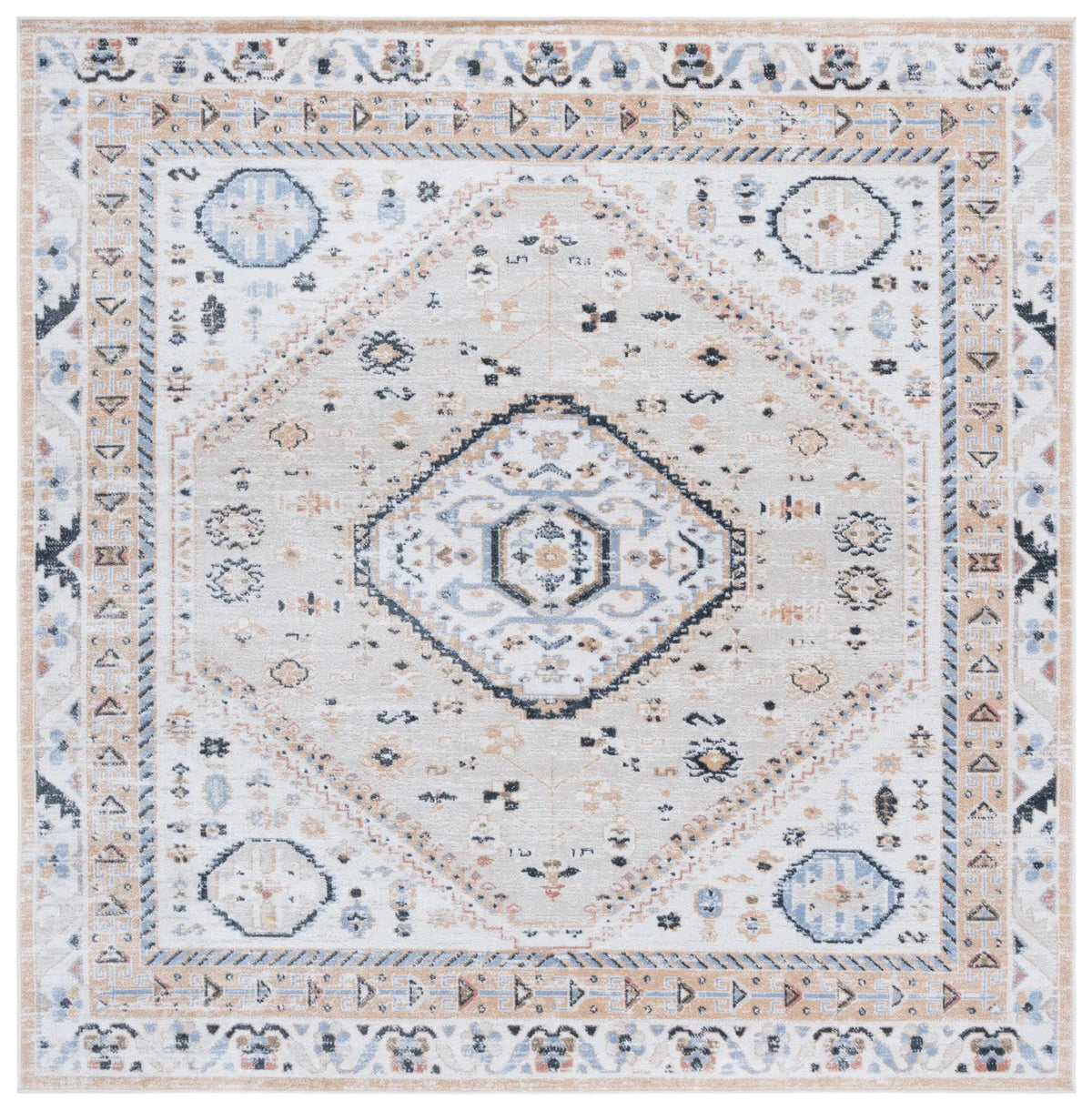 Safavieh Bayside 6'-7" x 6'-7" Rug in Ivory / Beige Blue