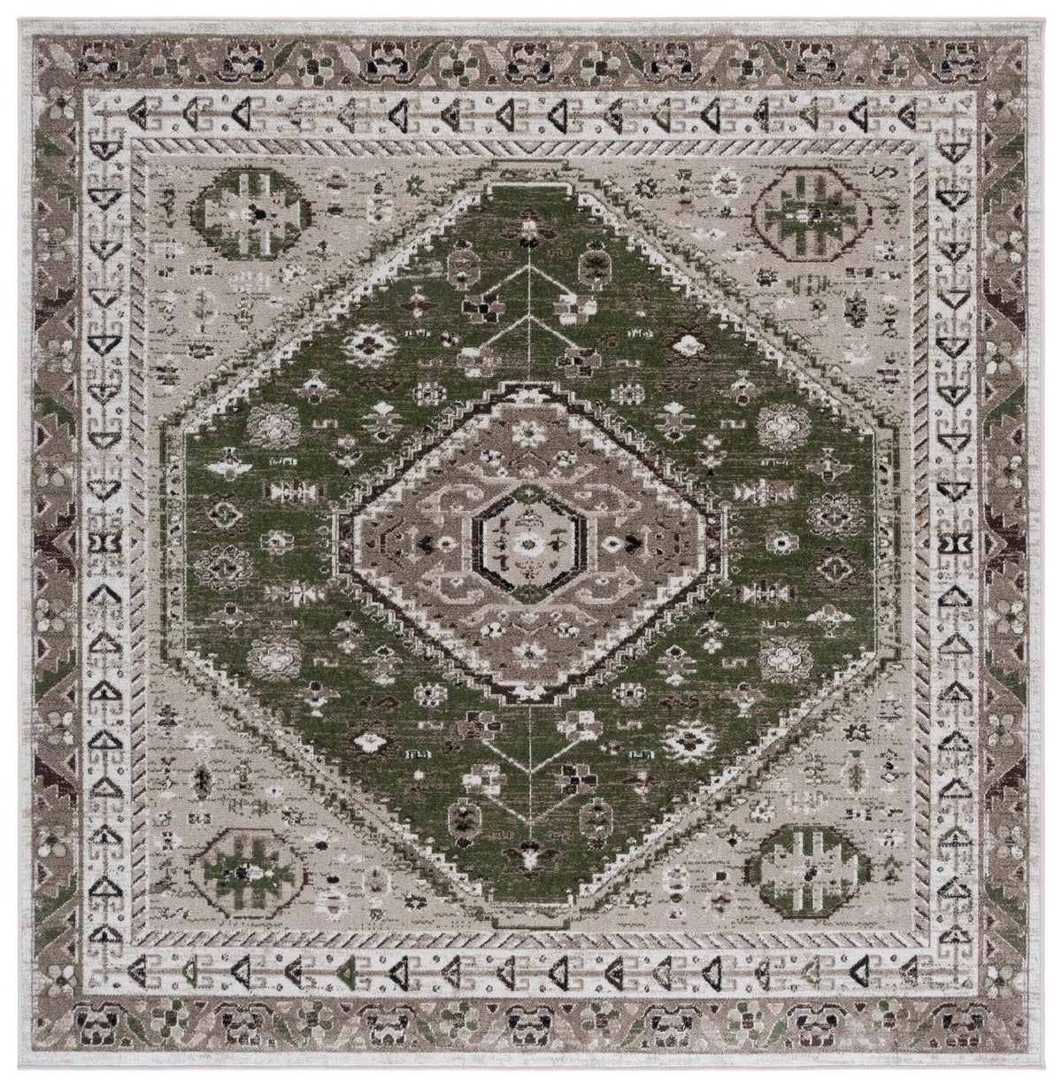 Safavieh Bayside 6'-7" x 6'-7" Rug in Green / Ivory