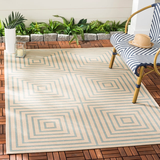 Safavieh Beach House Bhs123L Cream/Aqua Rugs.