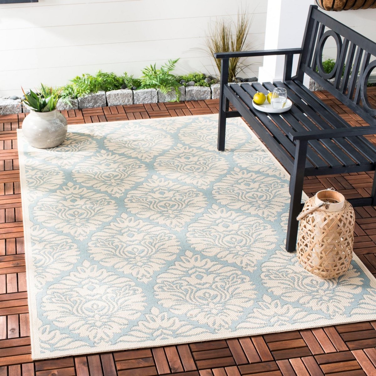 Safavieh Beach House Bhs135K Aqua/Cream Rugs.