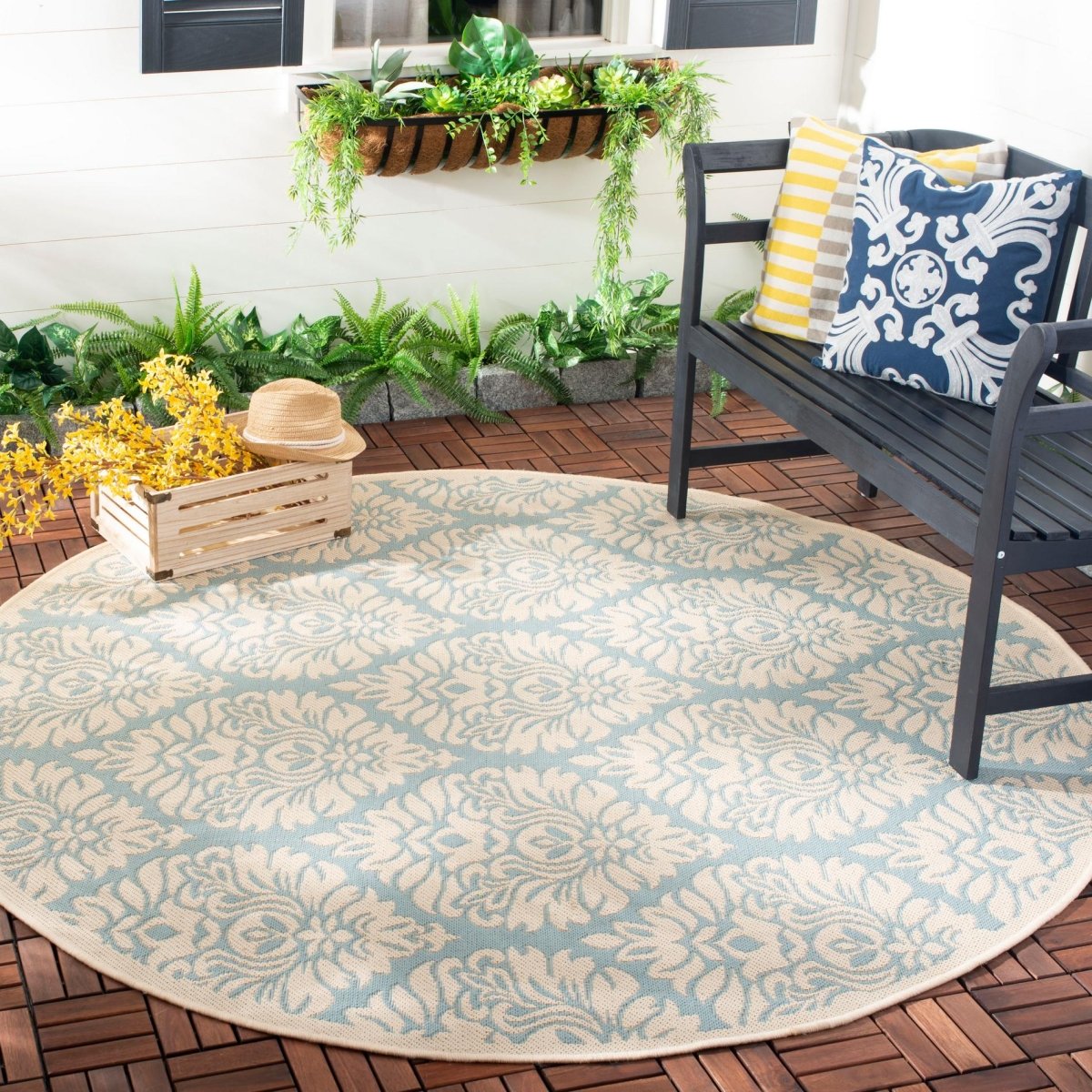 Safavieh Beach House Bhs135K Aqua/Cream Rugs.