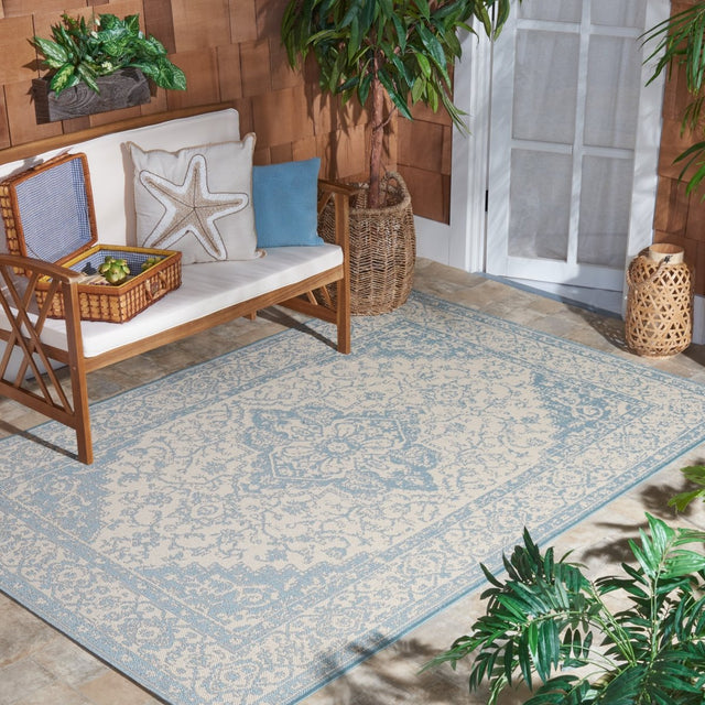 Safavieh Beach House Bhs137L Cream/Aqua Rugs.