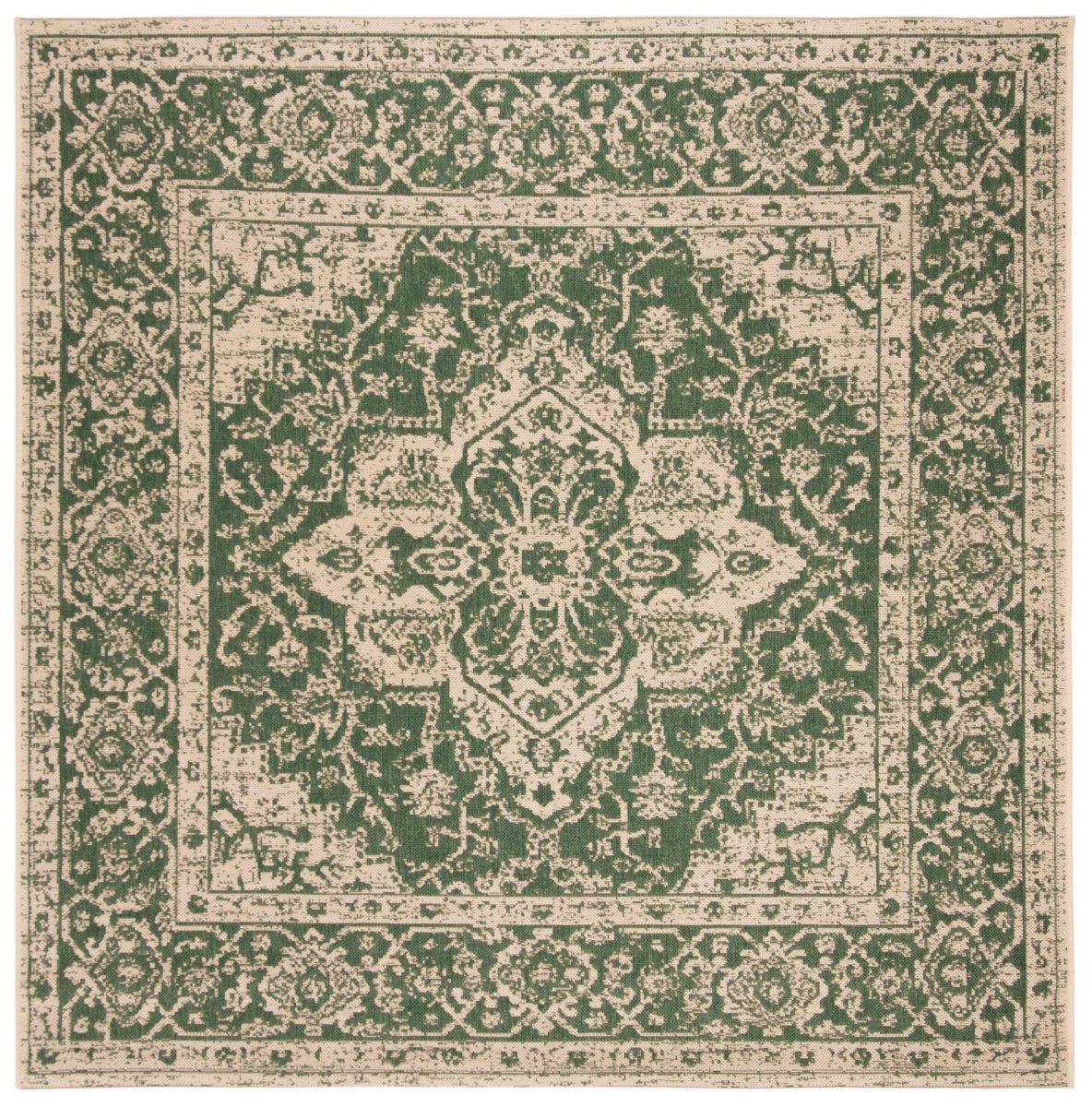 Safavieh Beach House Bhs137Y Green/Creme Rugs.