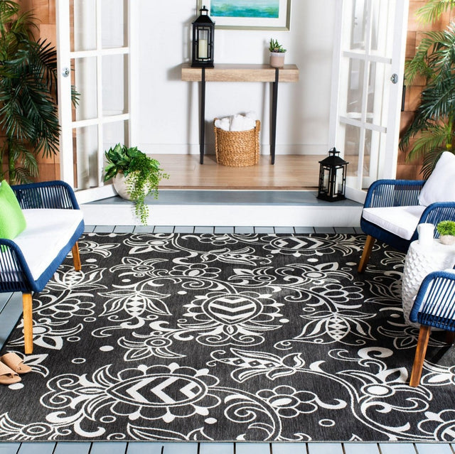 Safavieh Beach House Bhs246Z Black/Light Grey Rugs.