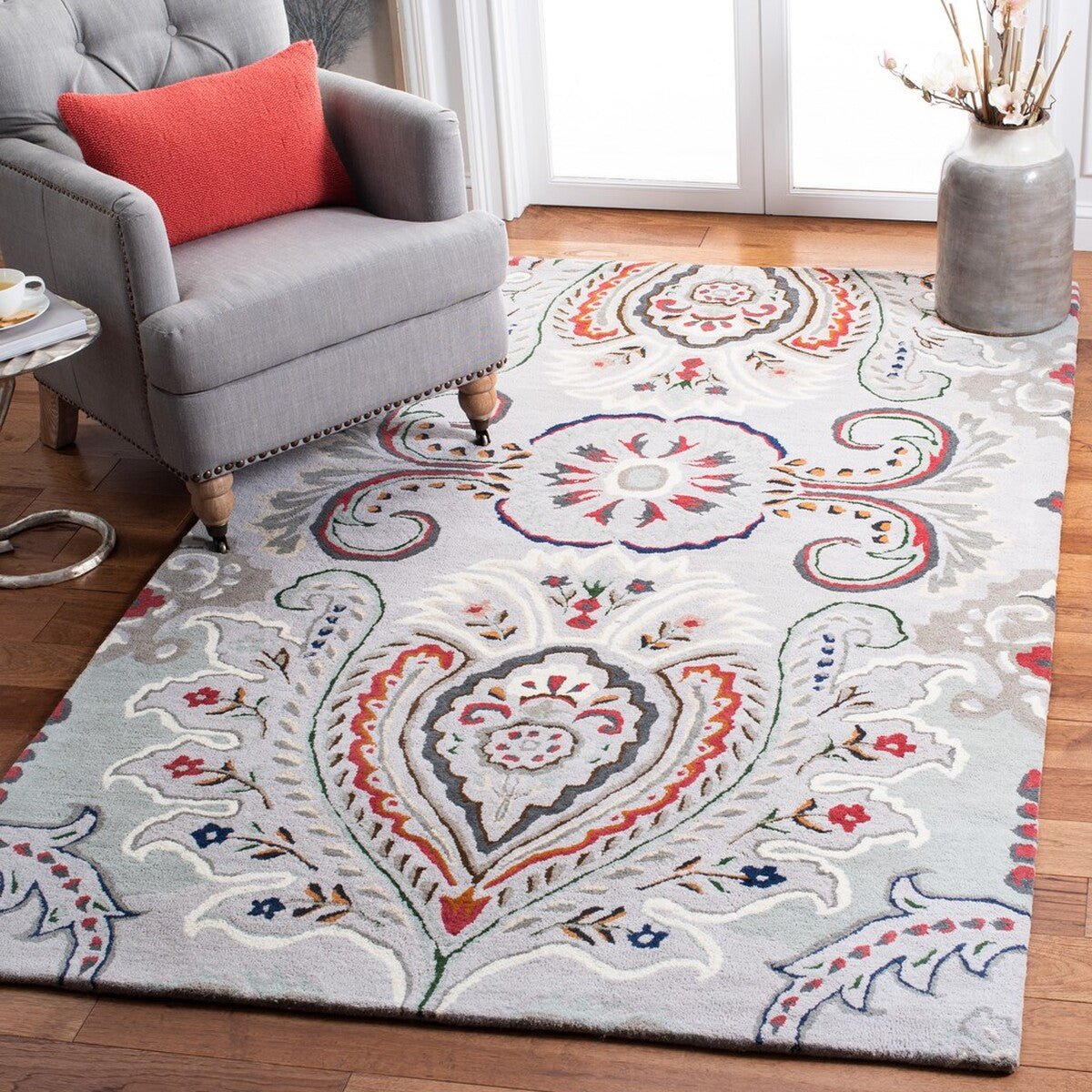 Safavieh Bella Bel118F Grey/Red Rugs.