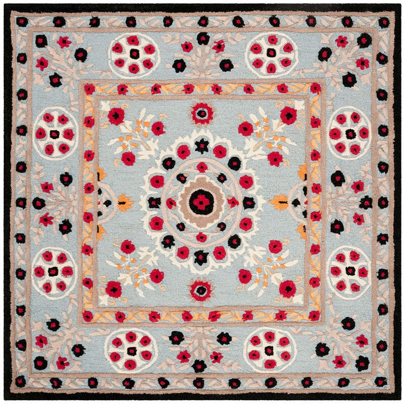 Safavieh Bellagio Blg628B Light Blue / Black Rugs.