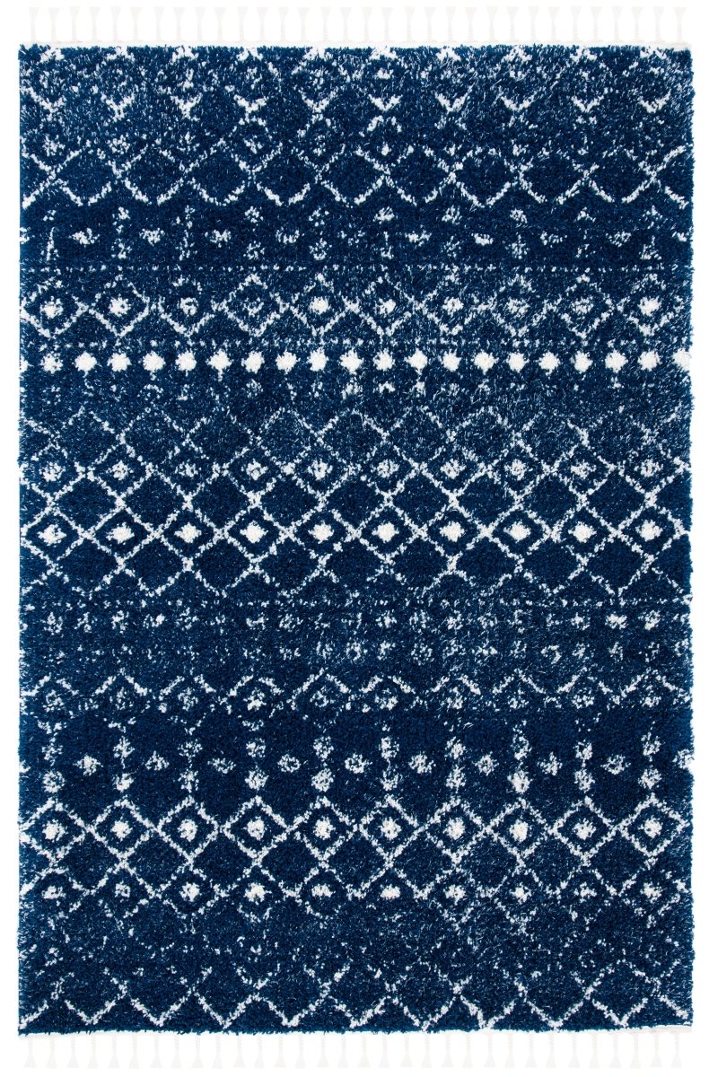 Safavieh Berber Fringe Shag Bfg516N Navy/Ivory Rug.