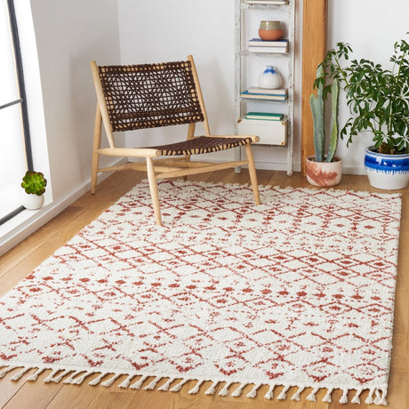 Safavieh Berber Fringe Shag Bfg516P Ivory/Rust Rug.