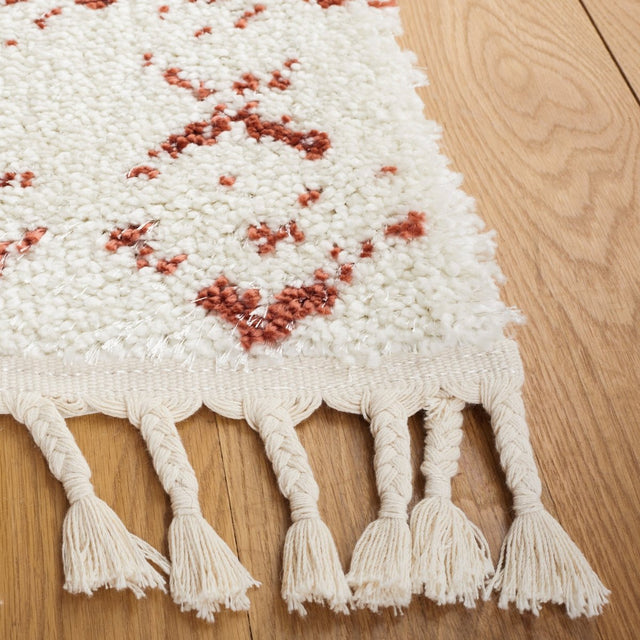 Safavieh Berber Fringe Shag Bfg516P Ivory/Rust Rug.