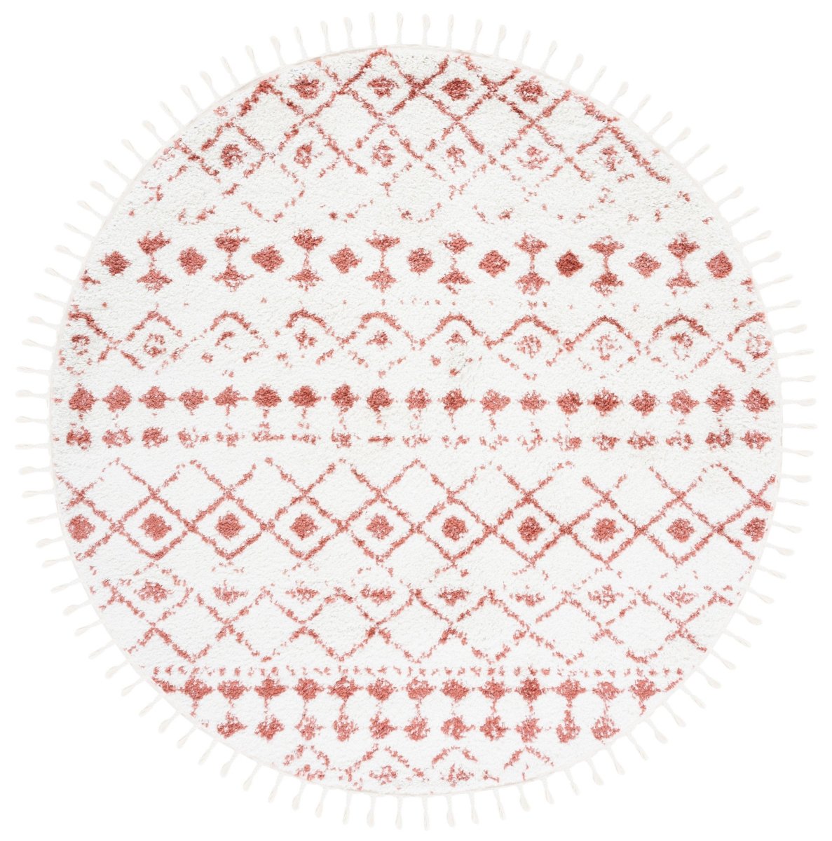 Safavieh Berber Fringe Shag Bfg516P Ivory/Rust Rug.