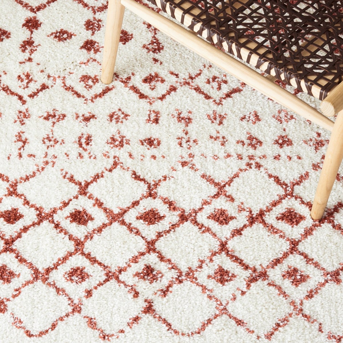 Safavieh Berber Fringe Shag Bfg516P Ivory/Rust Rug.