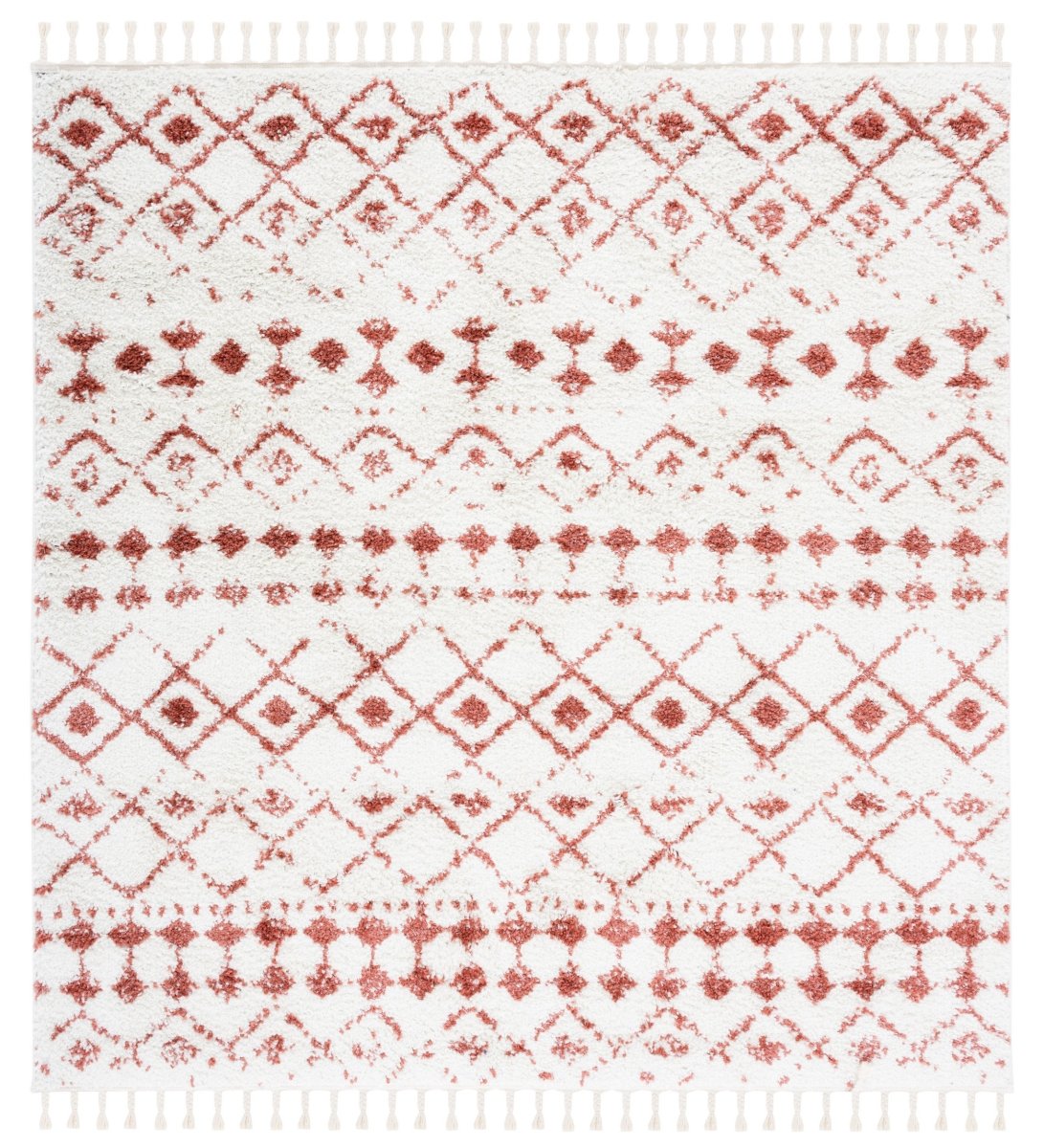 Safavieh Berber Fringe Shag Bfg516P Ivory/Rust Rug.
