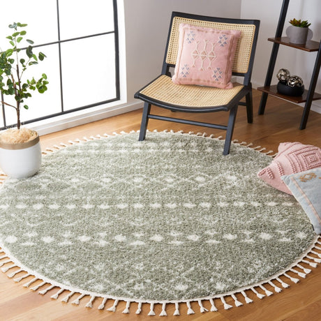 Safavieh Berber Fringe Shag Bfg516W Sage/Ivory Rug.