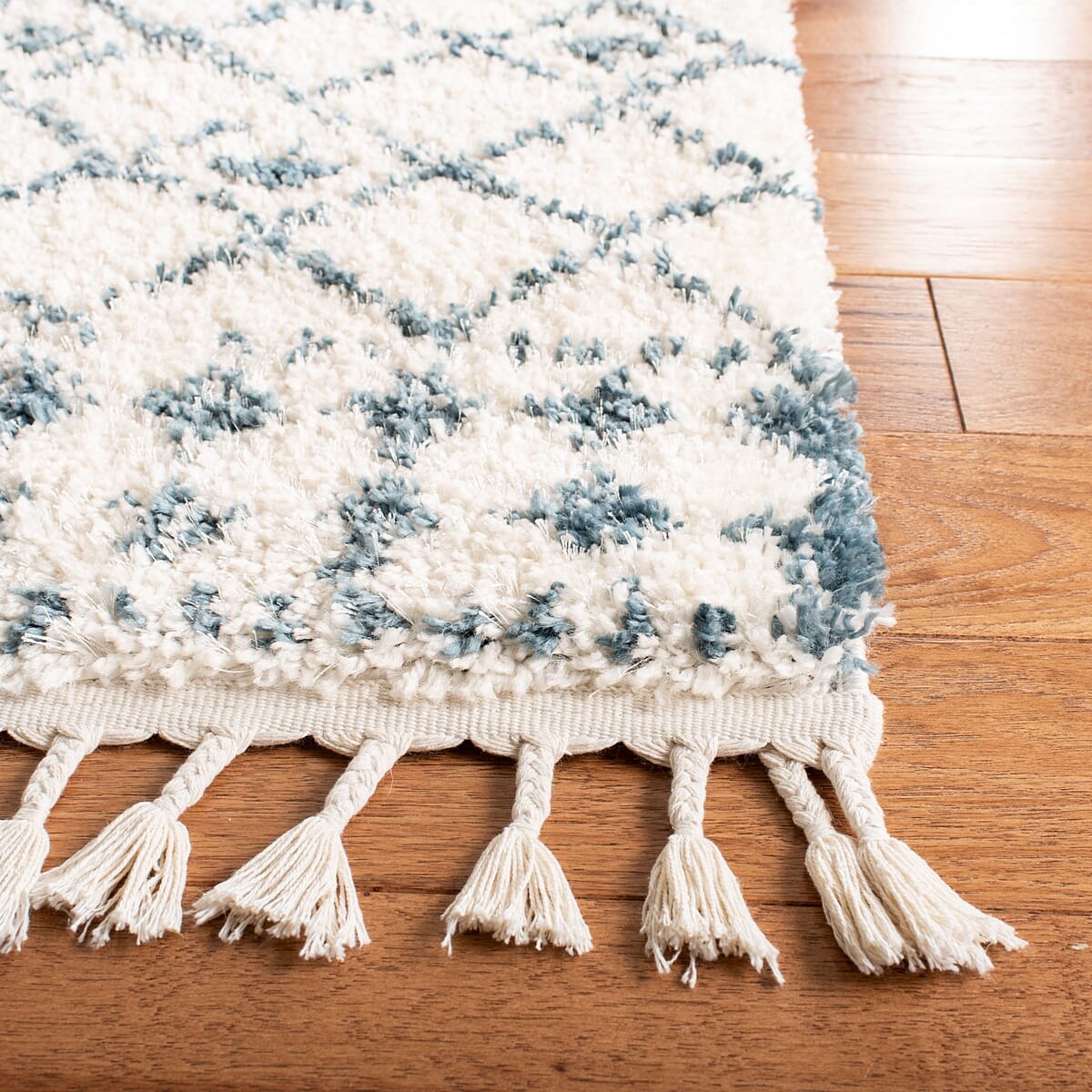 Safavieh Berber Fringe Shag Bfg519A Cream/Blue Rug.