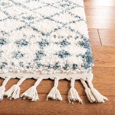 Safavieh Berber Fringe Shag Bfg519A Cream/Blue Rug.