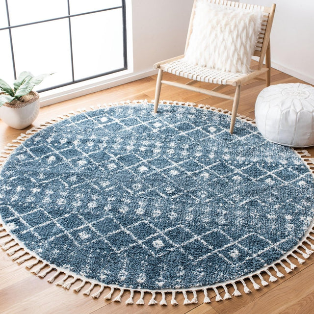 Safavieh Berber Fringe Shag Bfg519M Blue/Ivory Rugs.