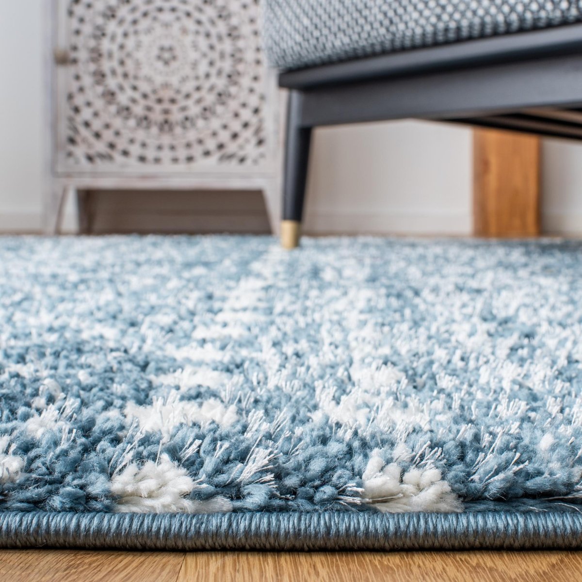 Safavieh Berber Fringe Shag Bfg519M Blue/Ivory Rugs.