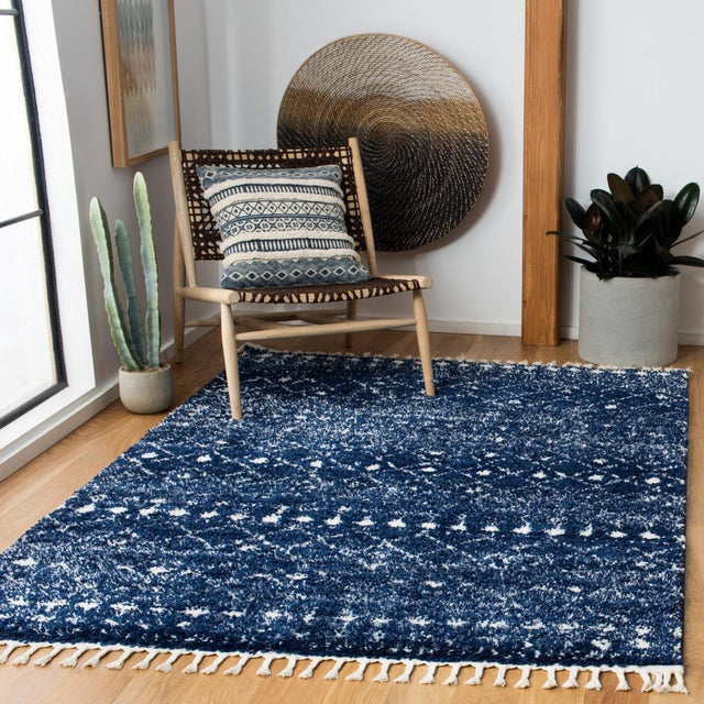 Safavieh Berber Fringe Shag Bfg519N Dark Blue/Ivory Rugs.