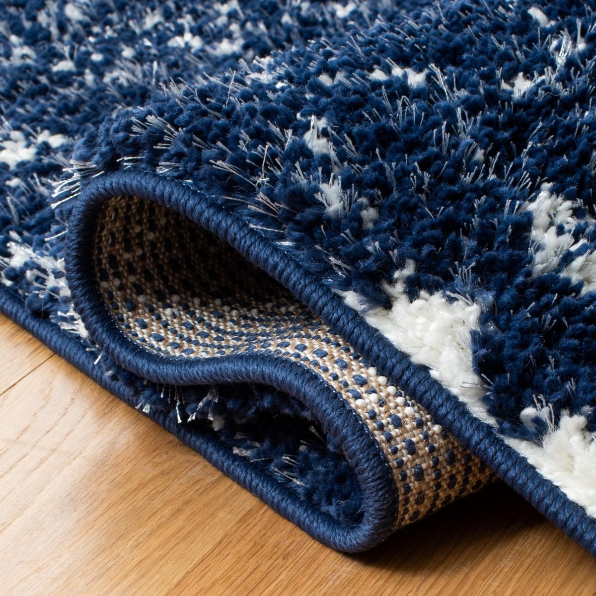 Safavieh Berber Fringe Shag Bfg519N Dark Blue/Ivory Rugs.