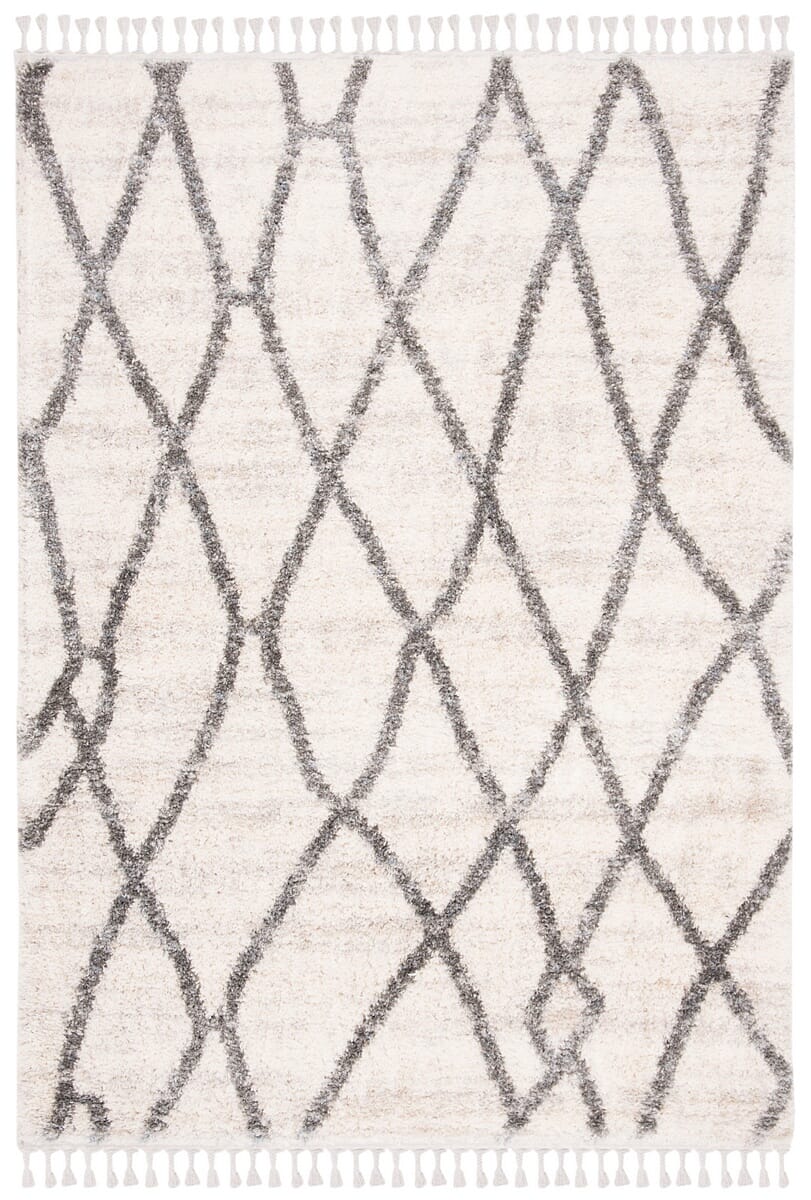 Safavieh Berber Fringe Shag Bfg628B Creme/Black Rug.