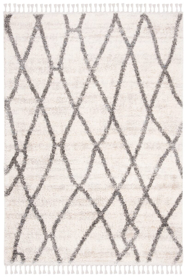 Safavieh Berber Fringe Shag Bfg628B Creme/Black Rug.