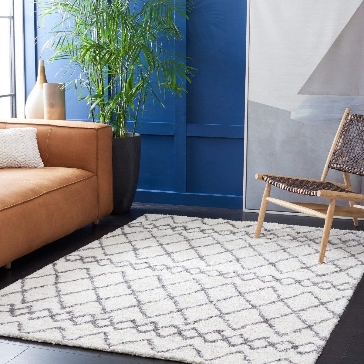 Safavieh Berber Shag Ber194A Ivory/Grey Rugs.