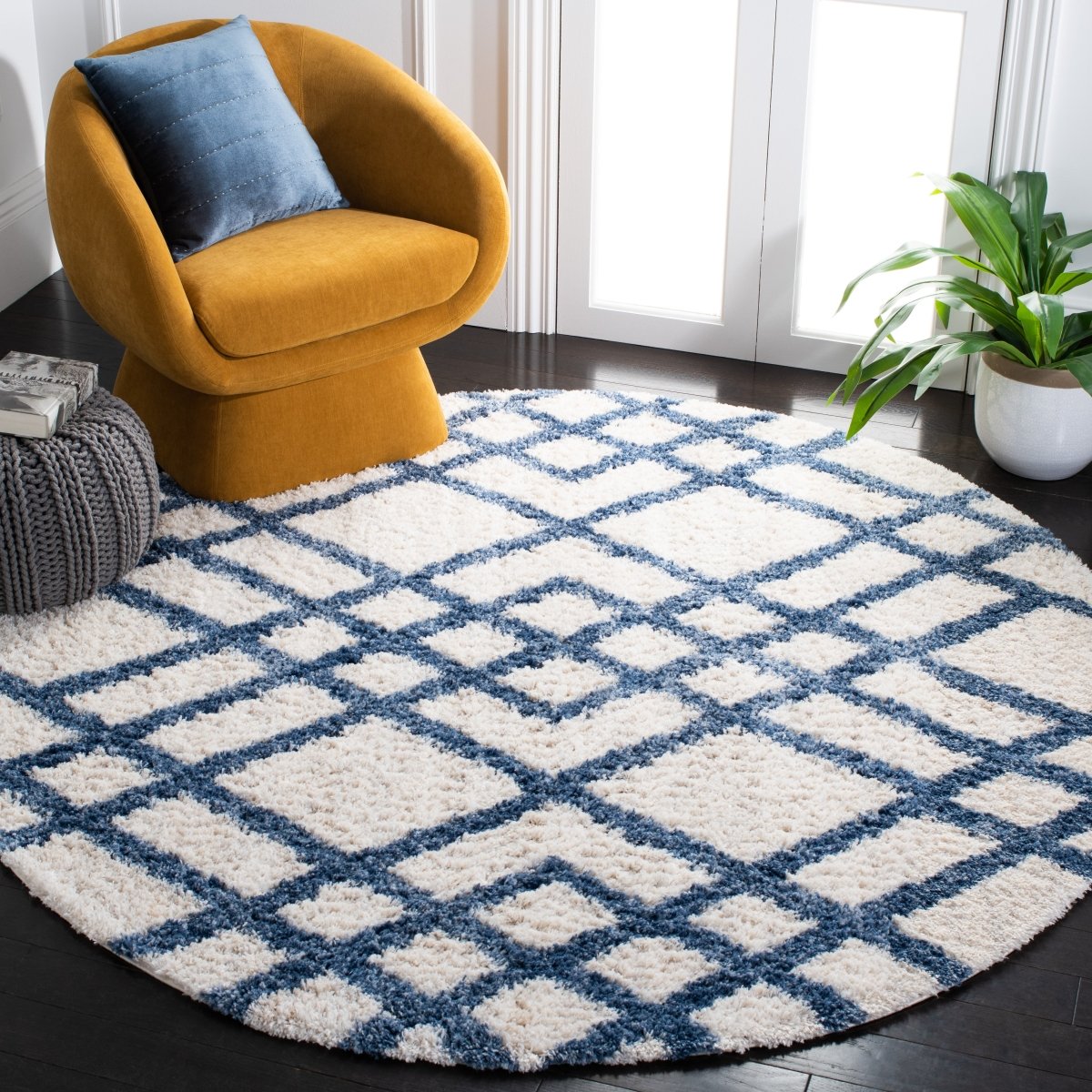 Safavieh Berber Shag Ber214B Ivory/Blue Rugs.